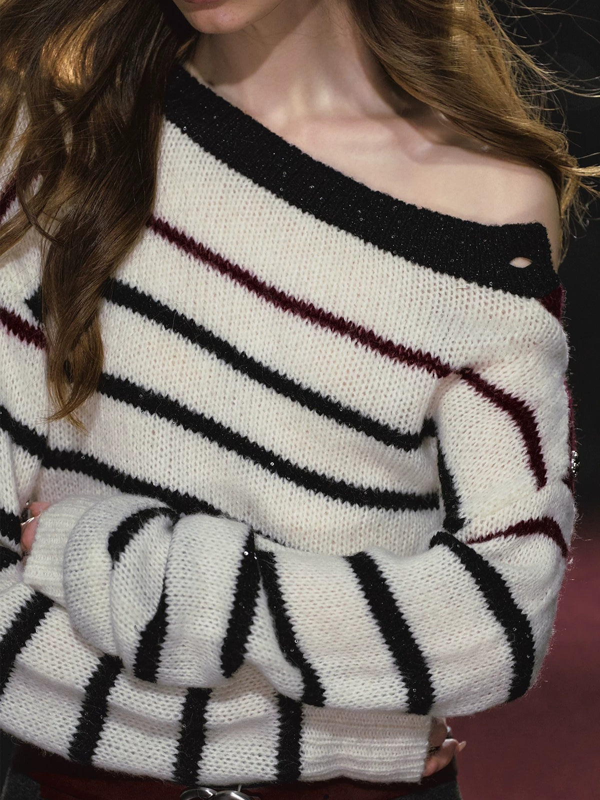 Slanted Stripe Knit Top