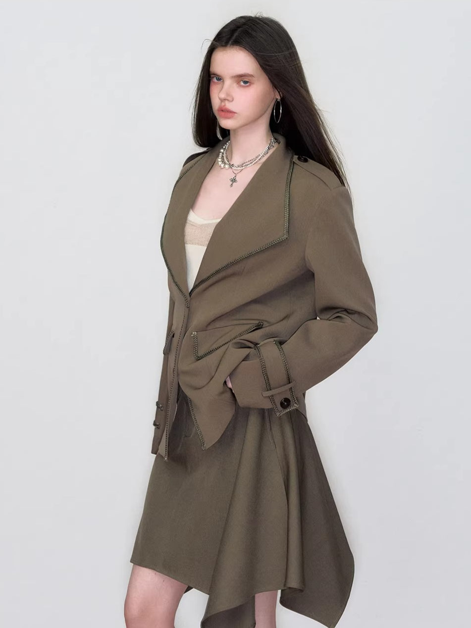 Contrast Tape Lapel Blazer