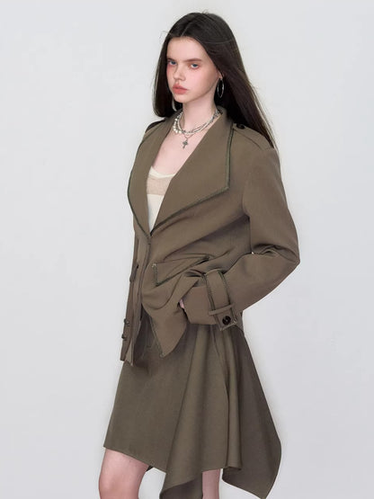 Contrast Tape Lapel Blazer