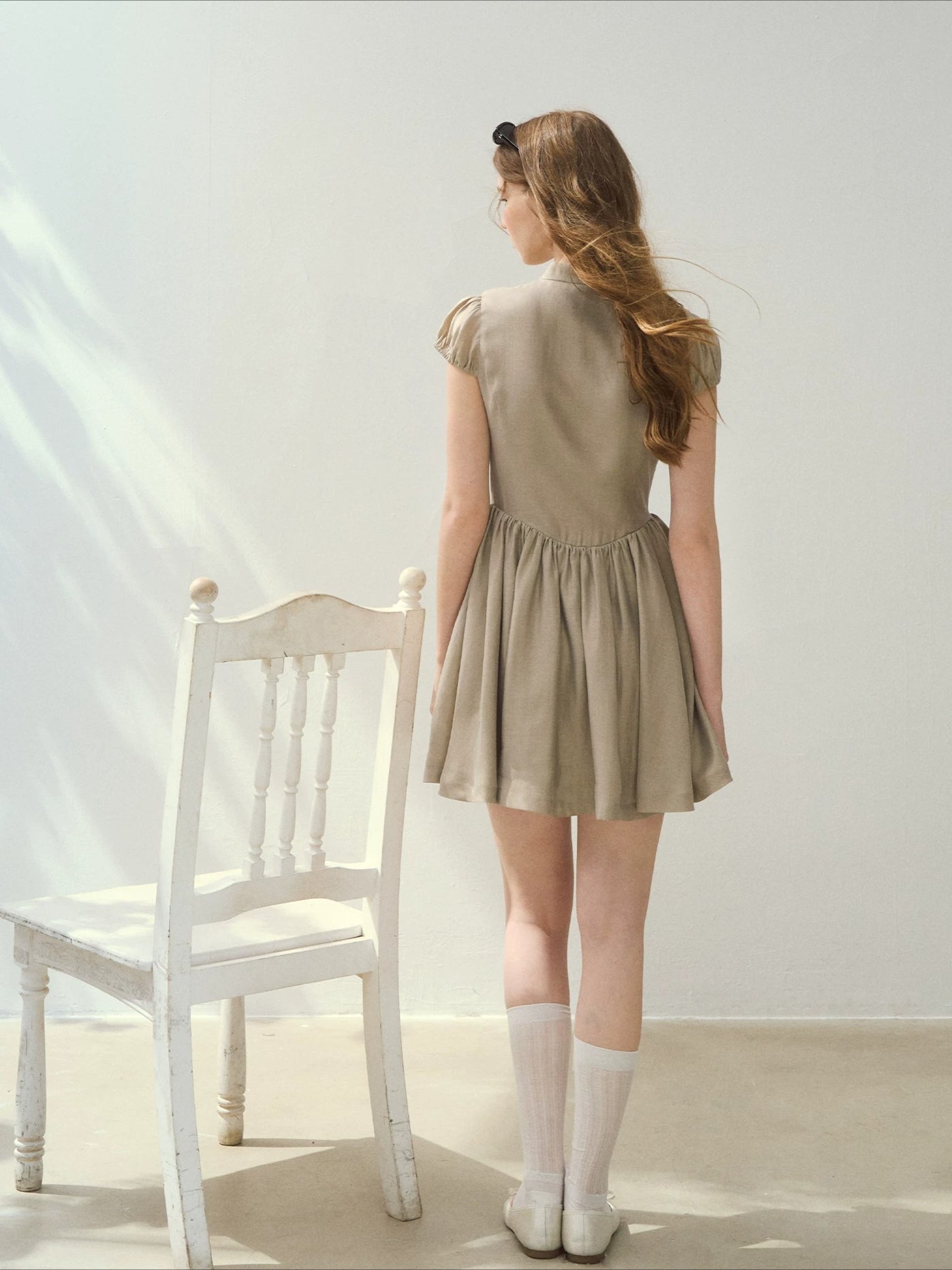 White &amp; Green Island Diary Dress