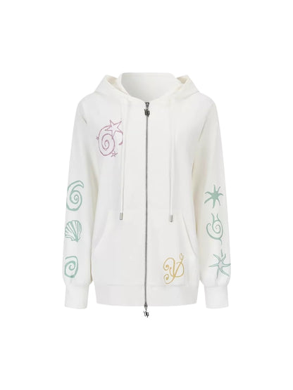 Green &amp; Beige Printed Hoodie Set