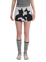 Cat Print A-Line Skirt