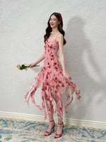 Rose Pink Ruffle Tie-Back Dress