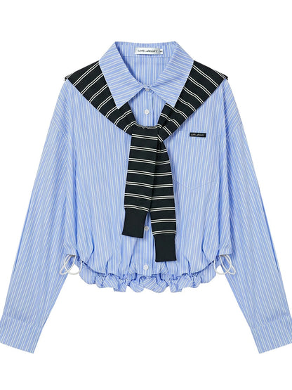 Striped Drawstring Shirt Set