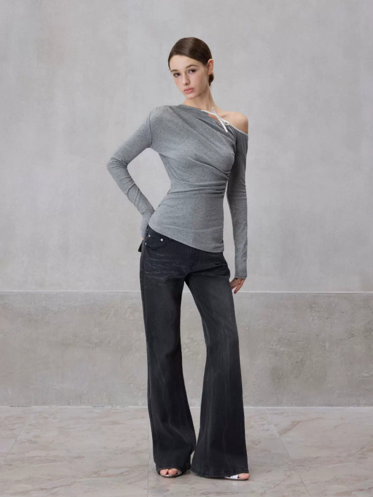 Rhinestone Off-Shoulder Top