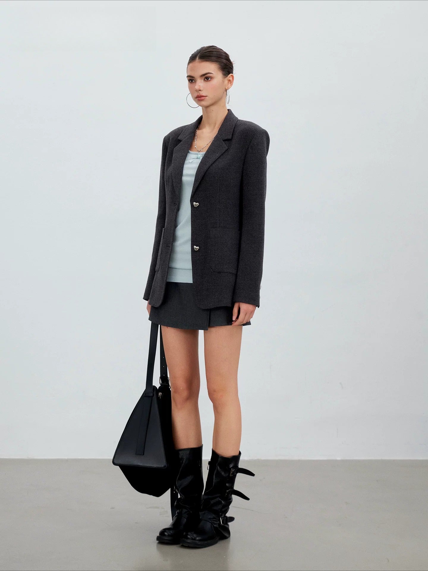 Wool Blend Tailored Blazer