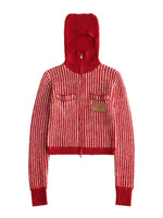 Striped Hooded Zip Knit Cardigan