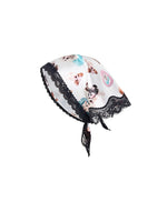 Lace-Trimmed Silk Feel Headband Triangle Scarf