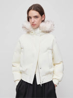 Beige & Brown Faux Fur Down Parka