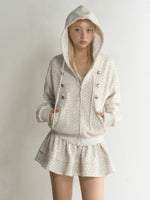 Floral Military Detail Zip-Up Hoodie