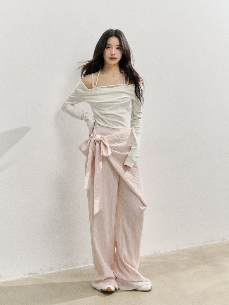 Creamy Pink Apron-Designed Sun-Protective Pants
