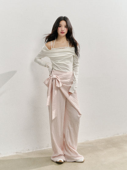 Creamy Pink Apron-Designed Sun-Protective Pants
