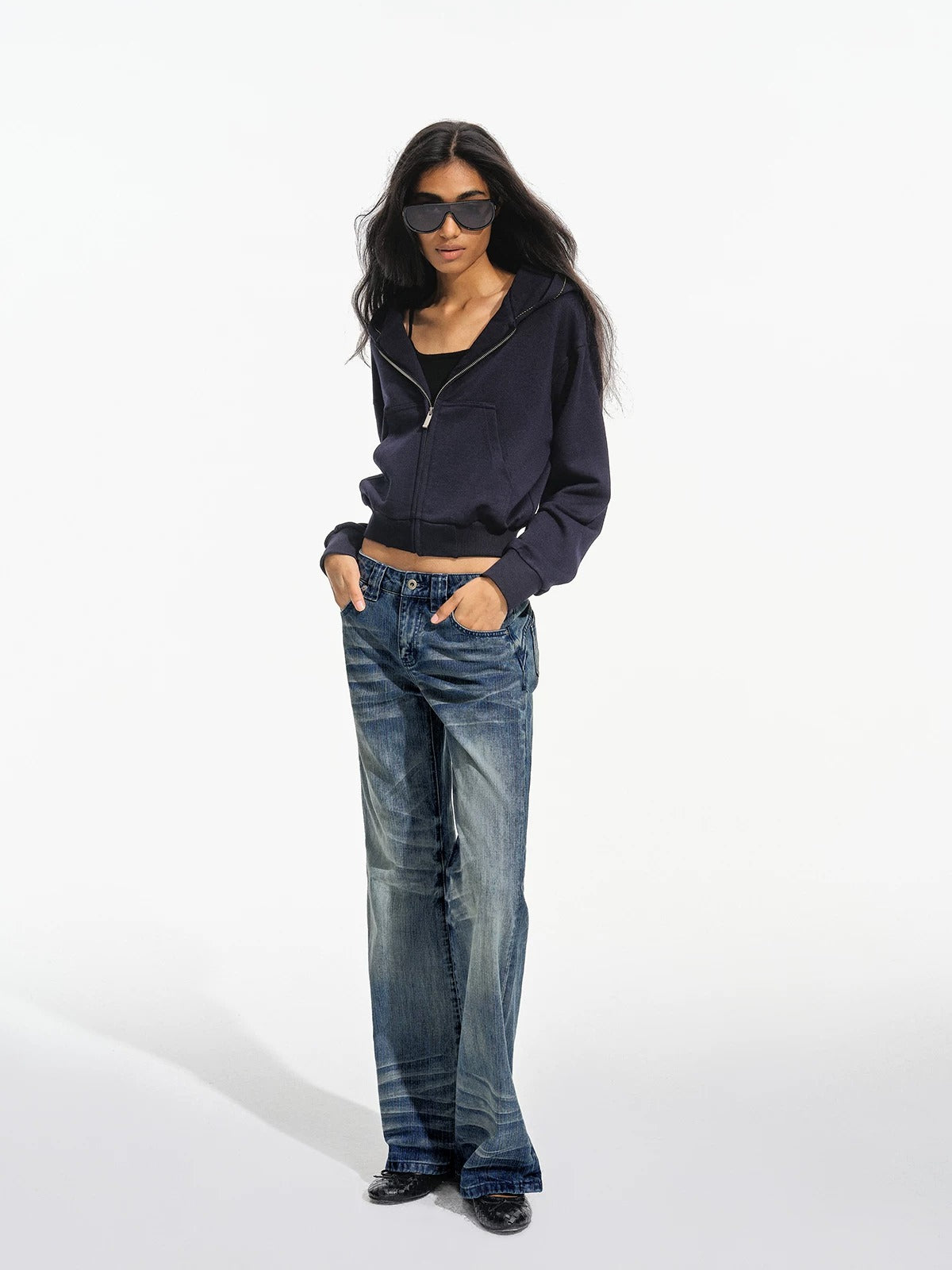 Vintage Whiskered Low Rise Jeans