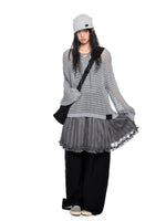 Striped Lace-Up Henley Top