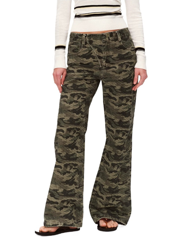 Camo Flared Wide Pants