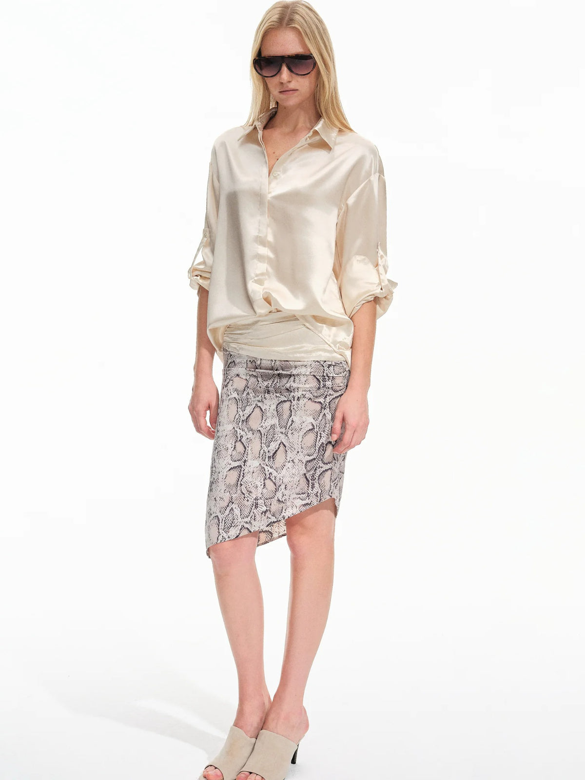 Acetate Satin Relaxed Polo Shirt