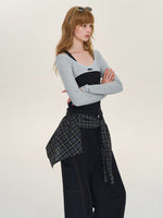 Ballet Contrast U Neck Layered Top