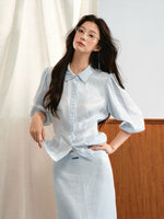Puff Sleeve Lace Skirt Set