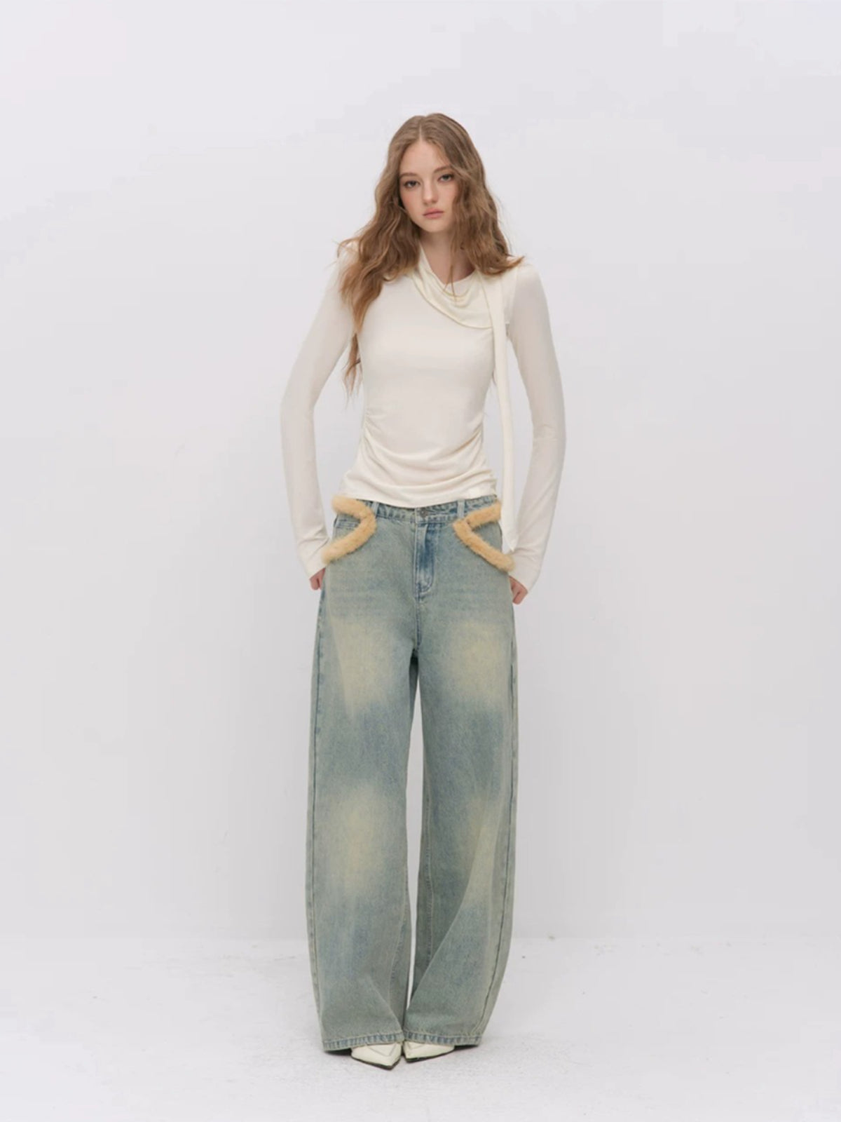 Vintage Washed Wide Leg Jeans