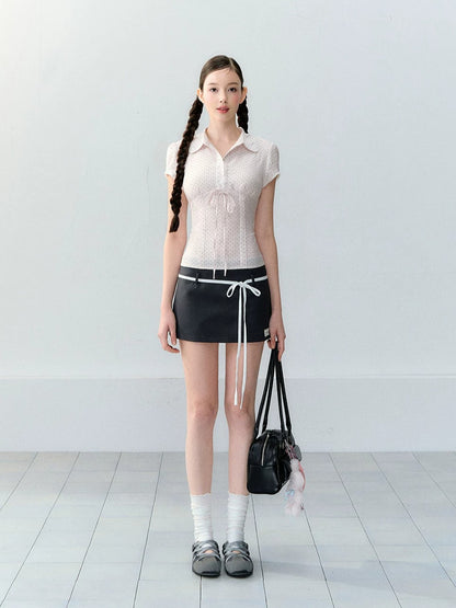 Contrast Drawstring Skort