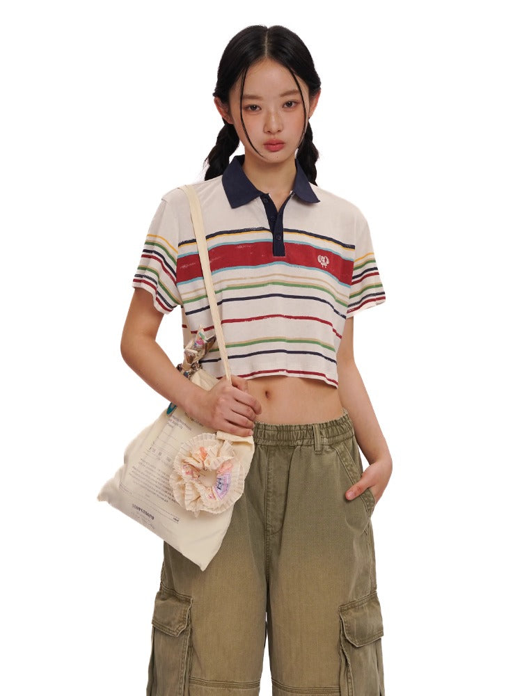 Distressed Stripes Contrast Retro T-shirt