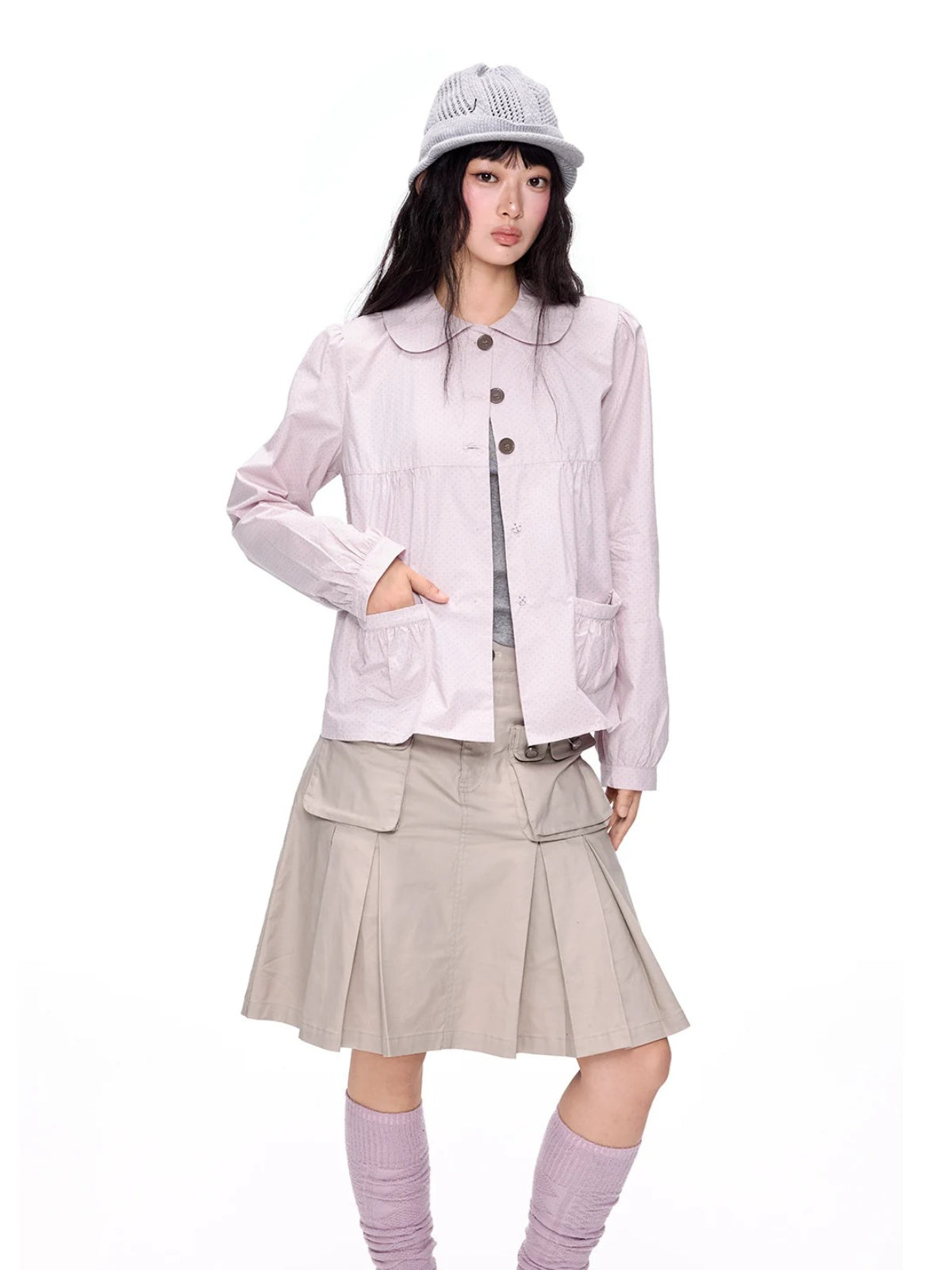 Polka Dot Doll Collar Shirt