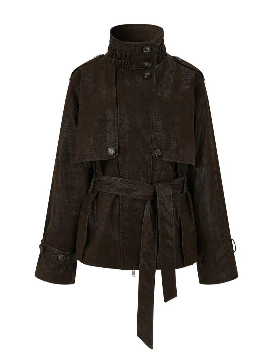 Belted PU Utility Jacket