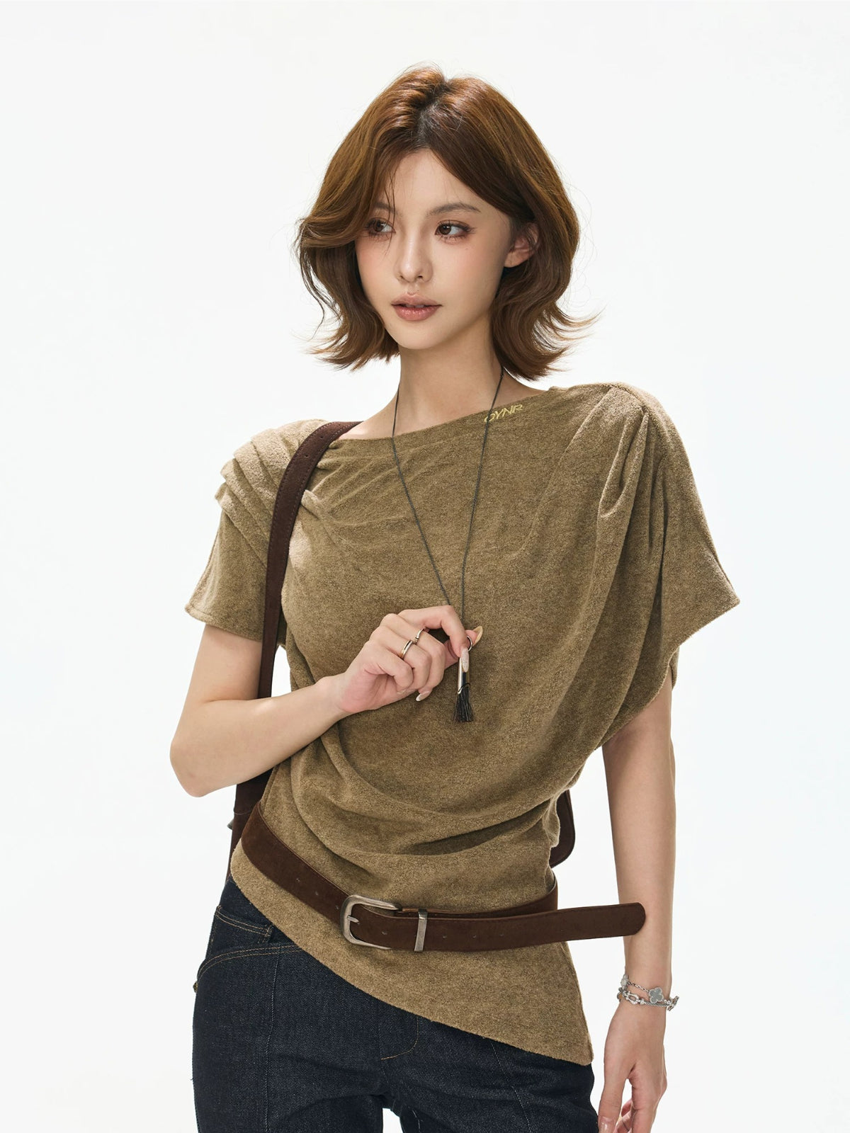 Draped Cowl Neck Batwing Wool Sweater
