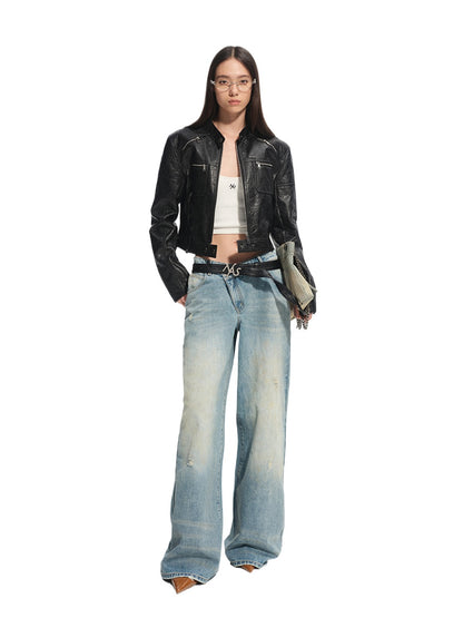 Black Retro Matte Leather Jacket