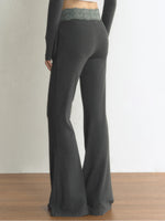Lace Waist Soft Knit Flared Pants