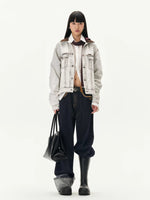 Vintage Coated Folded Wide Leg Jeans