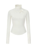 Bowknot Turtleneck Wool Top
