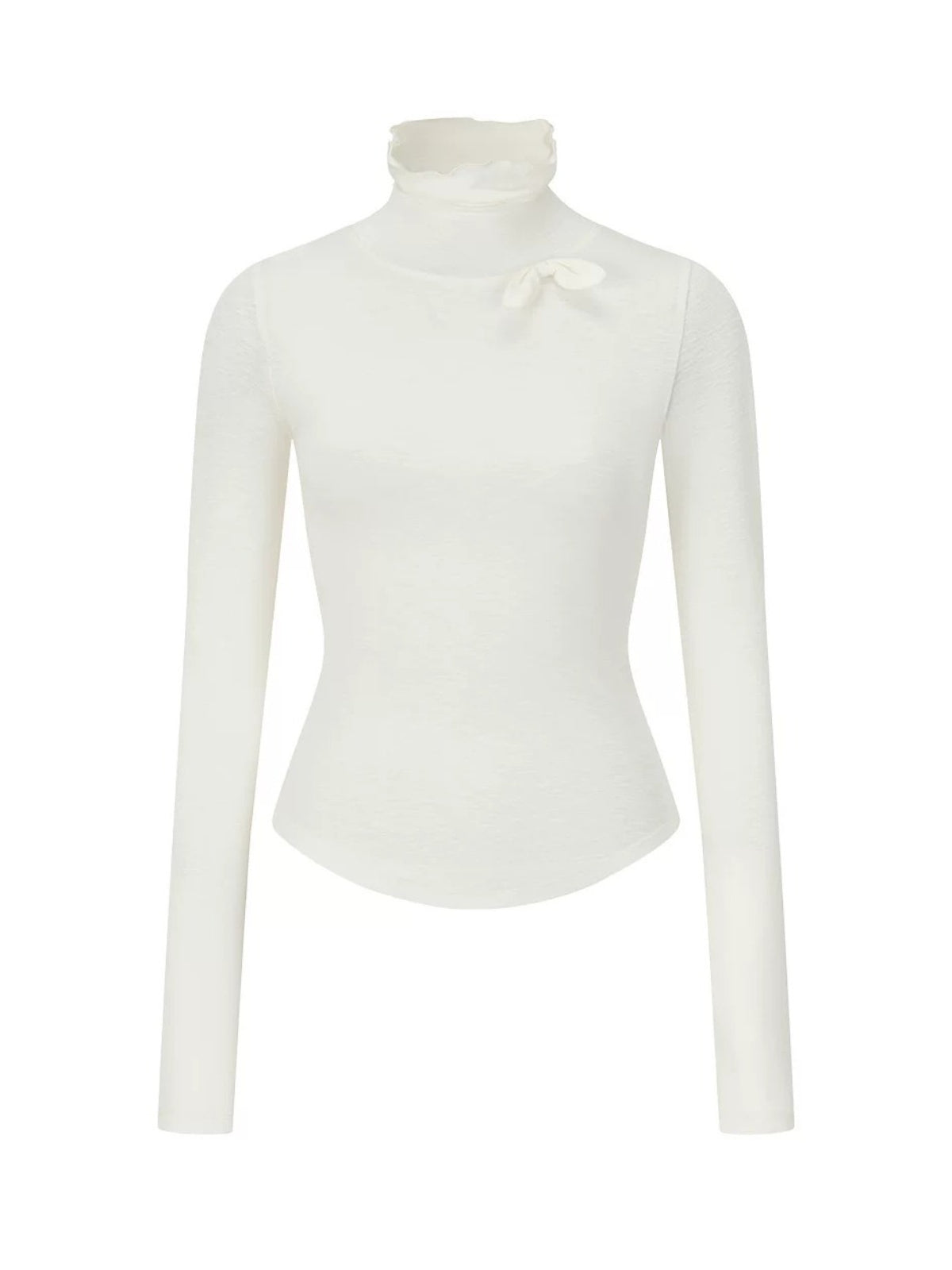 Bowknot Turtleneck Wool Top