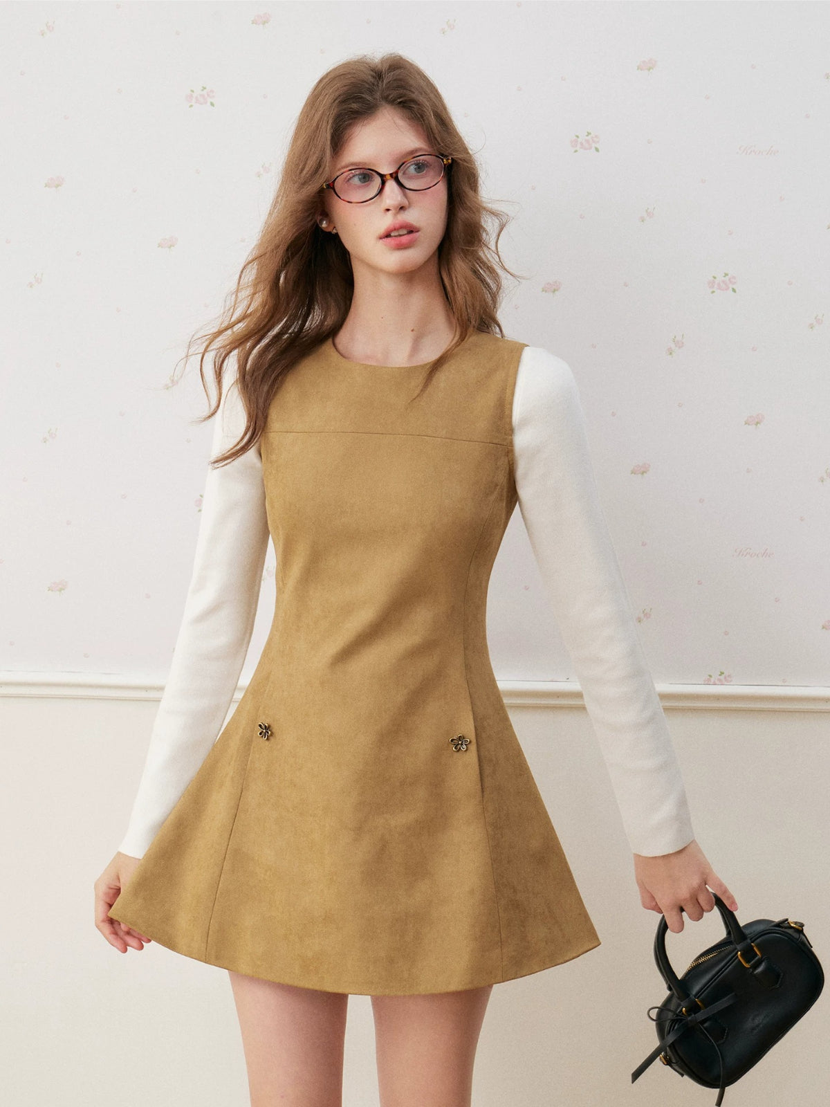 Suede A-Line Mini Dress