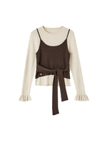 Contrast Tie Crewneck Sweater