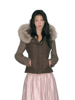 Fur-Trimmed Hooded Panelled Down Jacket