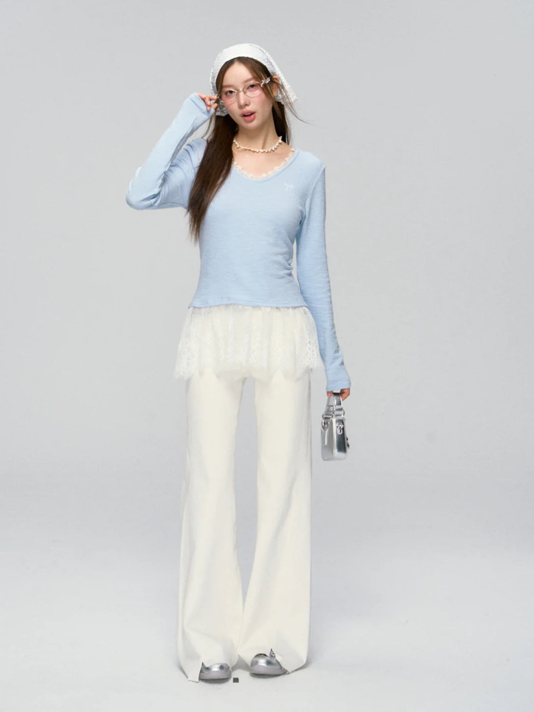 White Fringed Bell-bottom Wide-leg Jeans