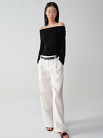 Wool One-Shoulder Off-Shoulder Long-Sleeve T-Shirt