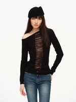 Two-Tone Openwork Merino Wool Sweater