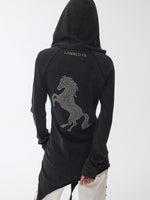 Rhinestone Studded Deconstructed Hoodie Dress