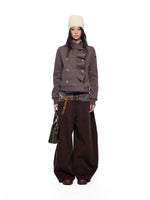 Plaid Drawstring Wide Leg Pants