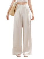 White Pleated Wide-Leg Pants