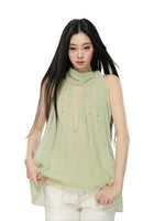 Sheer Rhinestone Chiffon Top