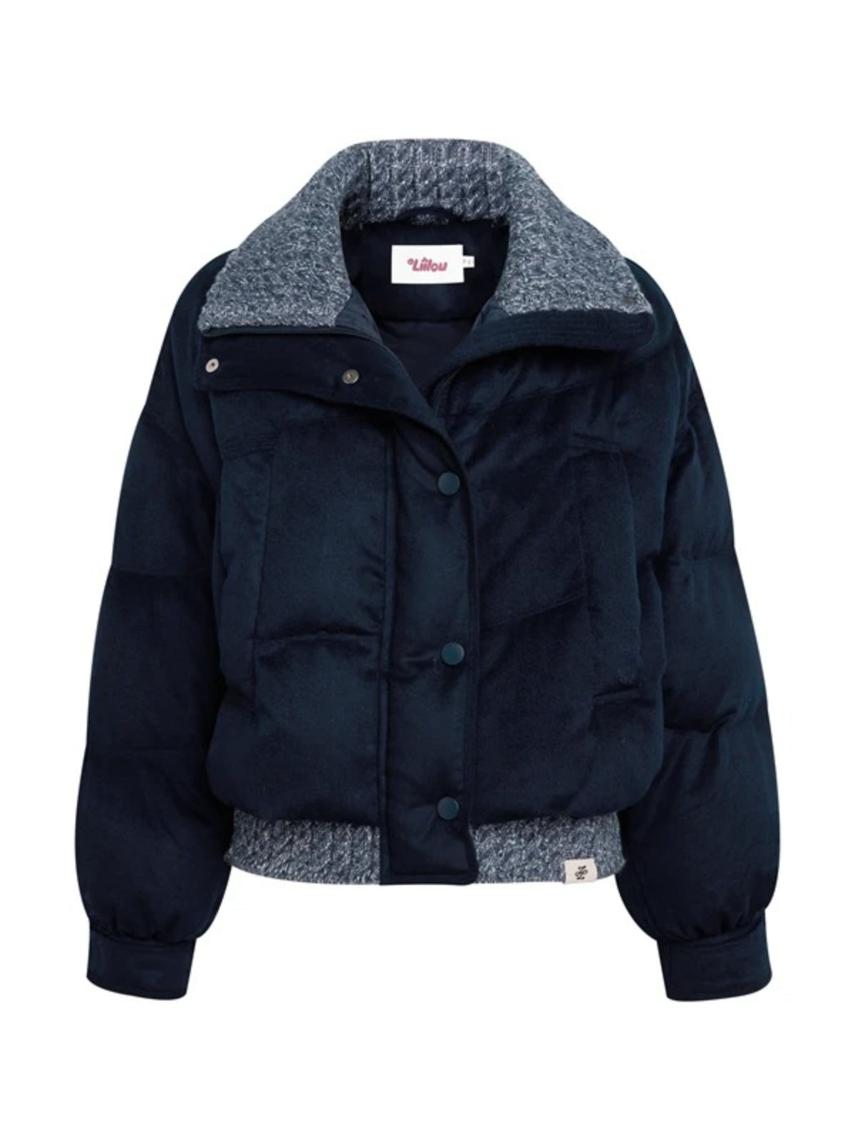 Wool Blend Knit Trim Down Jacket