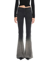 Twill Washed V-Waist Stretch Micro-flare Pants