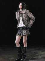 Detachable Hem Faux Fur Jacket