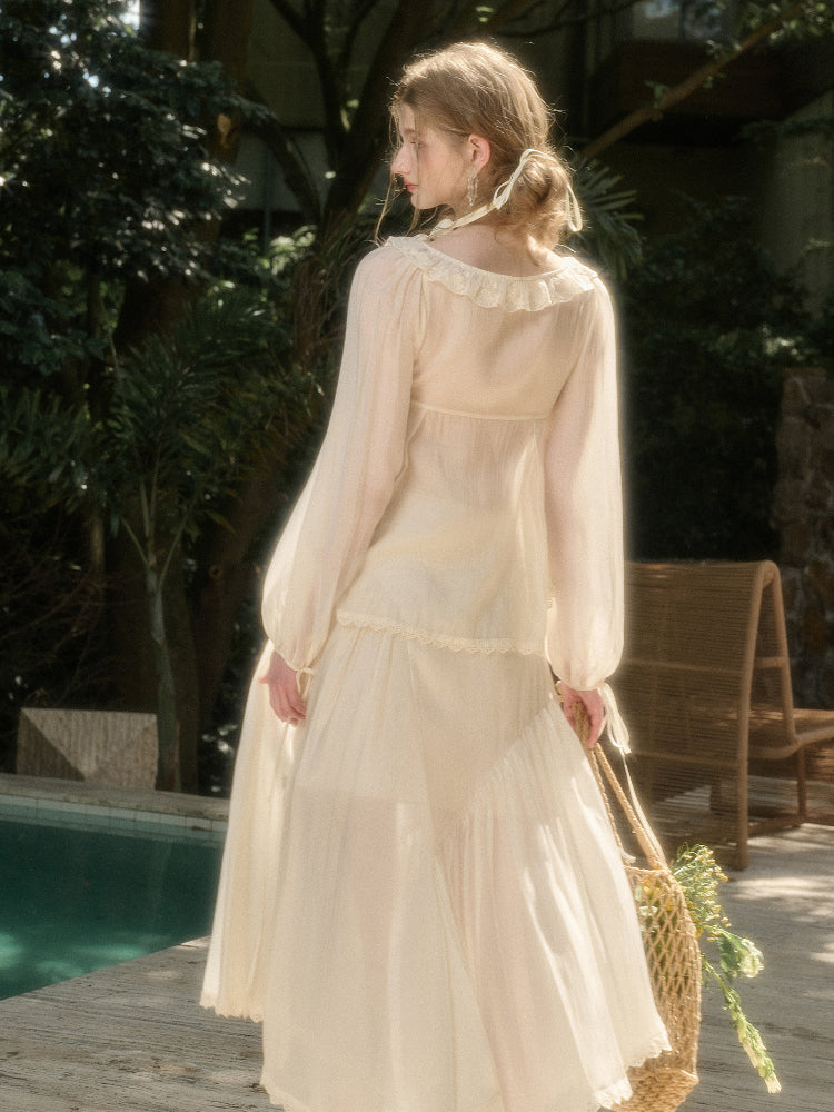 Tencel Air Fabric Shirt &amp; Skirt Set