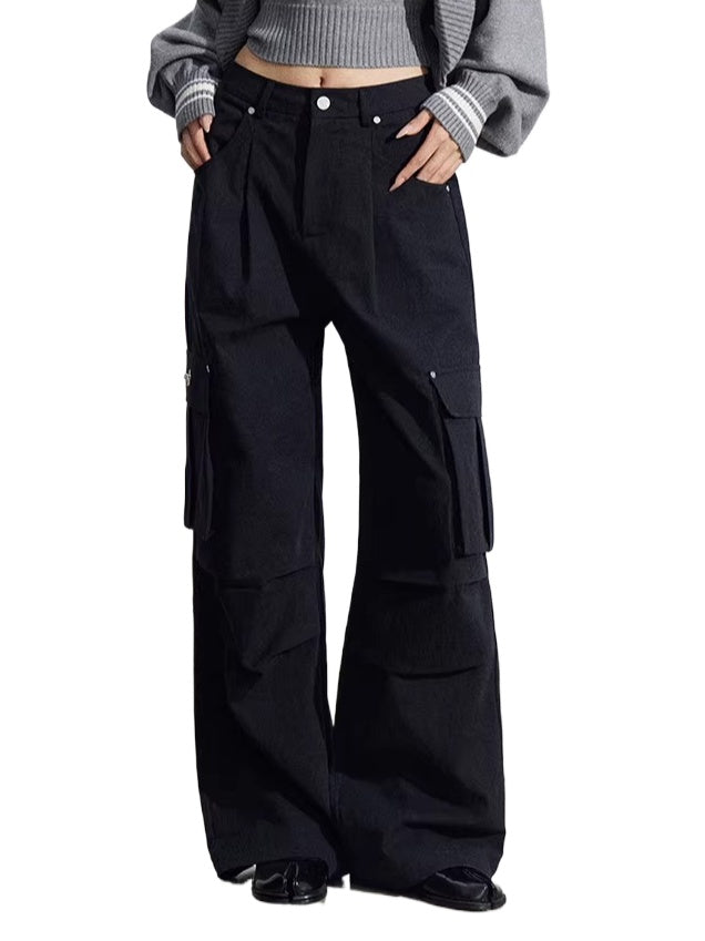 Pleated Cargo Wide Pants