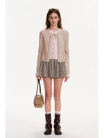 Contrast Layered Bow Knit Cardigan