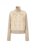 Faux Fur Ribbed Knit Patchwork Jacket